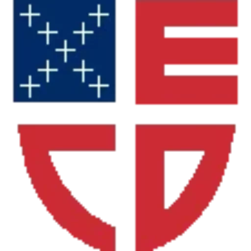 The image features the symbol of the Episcopal Church, showcasing a blue field with white crosses and a red shield below.